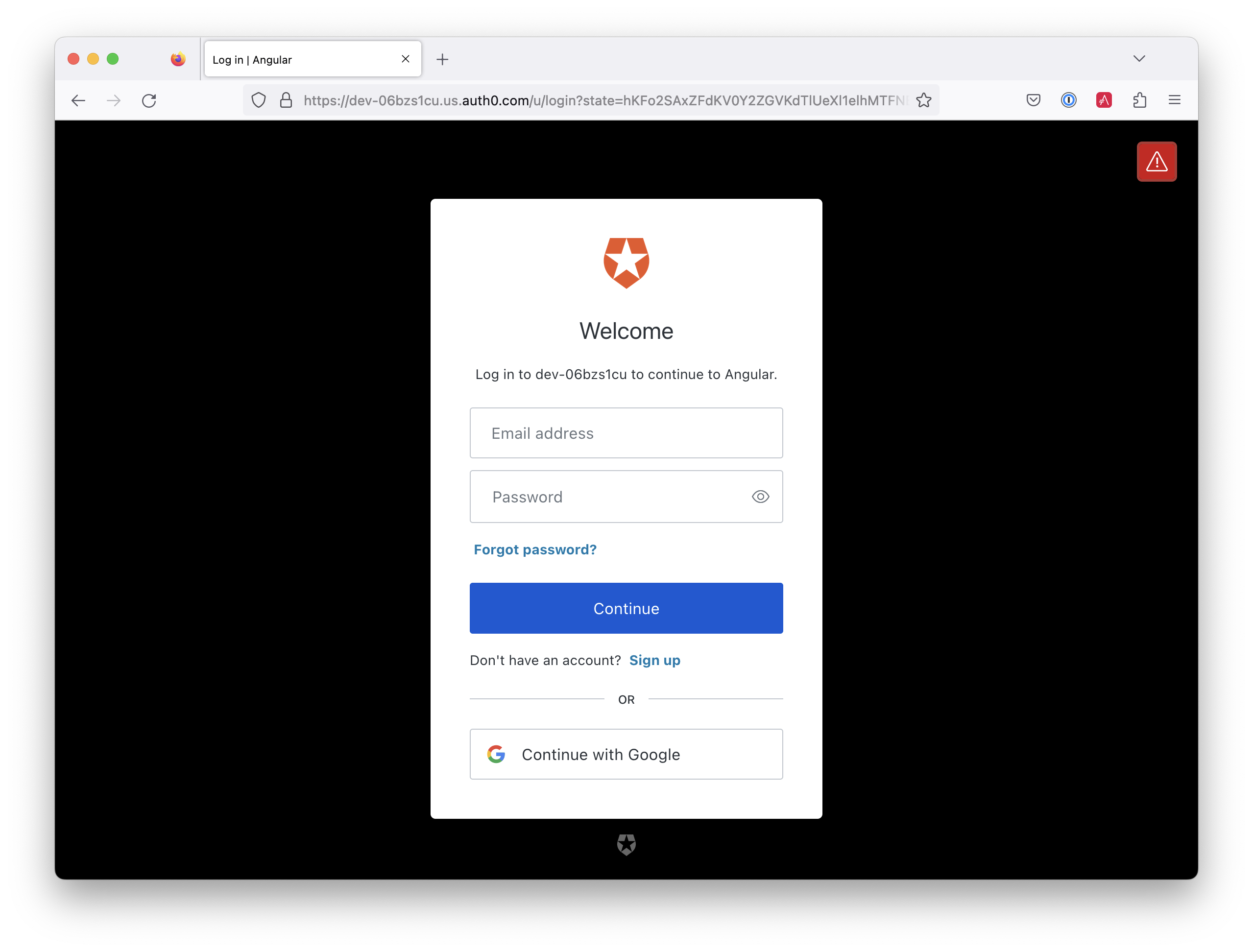 Auth0 Login form